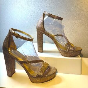 Michael Kors Sparkling Gold Platform Heels size 8.5M